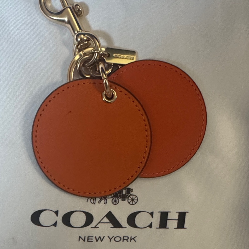 Coach Orange and Gold Leather mirror  Keyring - Picture 4 of 6